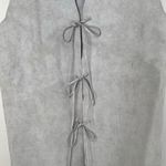 Vintage Size S Suede Vest Leather Tie Front Scallop Edge Gray Long Women's Photo 2