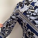 Maggy London Dress Midi Floral Sheath Long Sleeve Lined Cocktail Travel Blue Photo 6