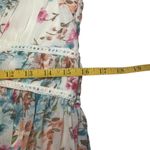 Entro Chiffon Ivory Floral V-Neck Dress Medium Fitted Waist Cottagecore Flower Photo 12