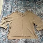 Aerie  Tan Beige Ribbed V-Neck Oversized Sweater Women’s Size XS Photo 5