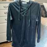 Oversized Velour Tunic Top Charcoal Gray Womens Small Hoodie Pullover Photo 2