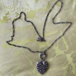 Heart Pendant Necklace “VINTAGE AMERICA” Rustic silver look 39inch chain Photo 5