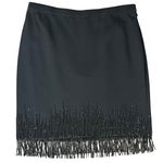Ann Taylor  Black Beaded Fringe Stretch Ponte Pencil Skirt size 8 NEW Tags Photo 7
