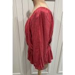 Marine layer Christiana Knit Long Sleeve Shirred Cotton Top Berry Peplum Peasant Photo 6