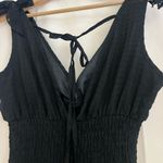 SheIn Black Smocked V-Neck Blouse Cocktail Photo 6