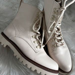 Sanctuary  White Leather Combat Boots Women's Size 7.5 Photo 0