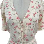 Reformation  Floral Print Button Front Mini Dress Cream Pink Size‎ 4 *Flawed Photo 4