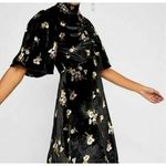 Free People  Women Size 2 Black Be My Baby Velvet Mini Dress Mock Neck Photo 0