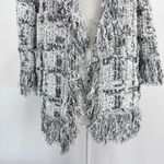 Bruno Manetti Italian Made Cardigan Black & White Fringe Open Front Boho Small Photo 10