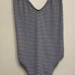 Aerie One Piece Swimsuit Women XL Stripe Blue Silver Ruffle Cheeky High Cut Photo 0