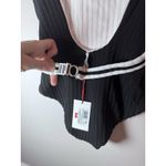 Black & White Solid & Striped Reversible Black White One Piece With Belt Sz S NWT $198 Photo 13