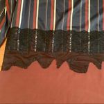 ZARA  | Striped Lace Navy Burgundy Long Sleeve Top Photo 1