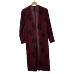 Forever 21 Burgundy Red Floral Sheer Longline Boho Kimono S Photo 1