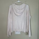 J.Crew  Ribbed Cotton Cashmere Pullover Sweater Hoodie‎ Women's Medium Pocket Photo 4