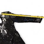 Vintage Patchouli Silk Beaded Sequin Keyhole Cocktail Mini Dress Black L Size L Photo 12