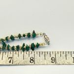 Green Malachite Chip Necklace Gold Tone Beaded Women's Jewelry Fashion Photo 3