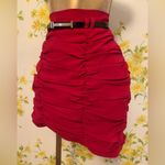 Red ruched mini skirt with belt size L Size L Photo 4