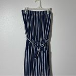 Papaya Women's Blue/white Stripe Jumper Crop Palazzo Strapless Belted Small Photo 1