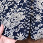 vintage • 90s floral quilted jacket navy cream rayon cropped JSJ Petites boho Photo 4