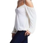 Free People  Adelia Ivory Cold Shoulder V Neck Long Sleeve Slub Tee size XS Photo 3