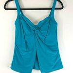 Lands' End Tankini Top Underwire Tummy Control Twist Front Aqua Blue 6 Photo 0