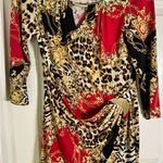 Thalia Sodi  Animal Print Baroque Chain Ruched Dress Size M Photo 9