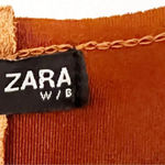 ZARA Faux Fur Ultrasuede Coat Brown Size Small Snap Front Blogger Fave Cozy Photo 3