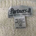 Buttons Vintage Short Sleeve Knit Cardigan Sweater L White  Short Sleeves Pockets Photo 5