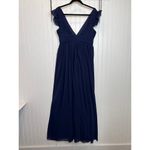 Lulus NWOT  Gorgeous Goal Navy Pleated Backless Surplice Maxi Dress Wedding Sz M Photo 3