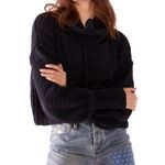 Free People Be Yours Cowl Neck Pullover S Black Sweater Winter Knit NWT Photo 0
