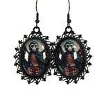 Handmade Gothic Victorian "The Harlequin Trickster" Gothic Monkey Bat Wing Earrings Photo 2