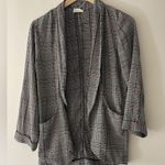 Sienna Sky Plaid Houndstooth Open Front Lightweight Blazer Jacket Photo 0