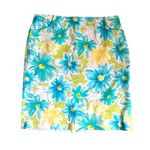 Pierre Cardin Vintage Blue White Floral Print Skirt Pockets Size 12P Photo 0