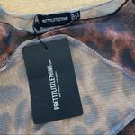Pretty Little Thing - Leopard Mesh Tie Detail Mini Dress Cover Up in Black Brown Photo 5