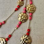 Ny Collection  triple strand orange, pink and gold tone disc necklace Photo 1