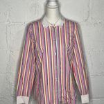 Kate Spade Women's Multicolor Striped Bow Long Sleeve Button Shirt Size 6 Photo 0