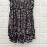 Boho print double layered hem‎ elastic waist dress Black Size L Photo 2