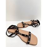 14th & Union  Sandals Womens Size 4.5 Black Finley Studded Detail Open Toe Flats Photo 5