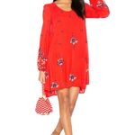 Free People Oxford Embroidered Mini Dress Red Combo Small Photo 0