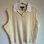 Island‎ Traders Sleeveless Polo Shirt Top White Yellow Collar XXL Cotton Vintage Photo 0