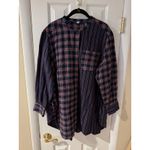Lands' End Flannel Sz 1X A-Line Tunic Top Tartan Sides Pockets Plaid Cotton Photo 5
