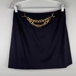 Milly  of New York Black Mini Skirt 6 Gold Chain Y2K Photo 13