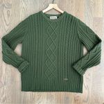 Barbour Sporting Falstone Cable Knit Crew Neck Wool Sweater Green Extra Large Photo 0