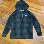 PINK - Victoria's Secret  Gray Plaid Quarter Zip Pullover Womens‎ Medium Sweatshirt Photo 0