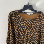 Boden Cheetah Animal Print Long Sleeve Pocket Top US 14 Brown Black Minimalist Photo 2