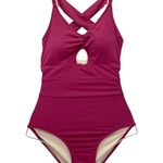 NWT Joyfolie Mia Joy Taryn One Piece Swimsuit Size XS Berry Wine Ruffle Tie Back Red Photo 0