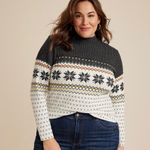 Maurice's Fair Isle Mock Neck Mixer Tee Holiday Christmas Waffle Knit Size Small Photo 1