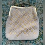 Vintage beaded clam clasp bridal wedding shoulder purse White Photo 1