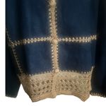 Vintage lew magram 2 piece Crochet trim jacket and skirt. SZ. 24W Blue Photo 2
