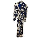 ZARA  Blue Abstract Satin Long Sleeve‎ Maxi Wrap Dress Size Small Photo 3